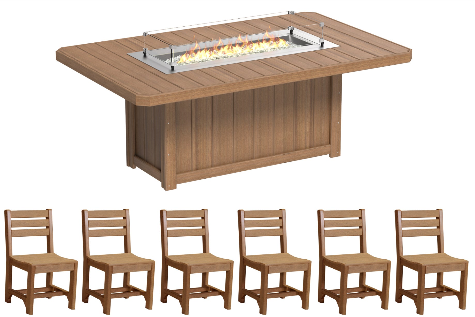 LuxCraft Fire Table and 6 Chairs Dining Set