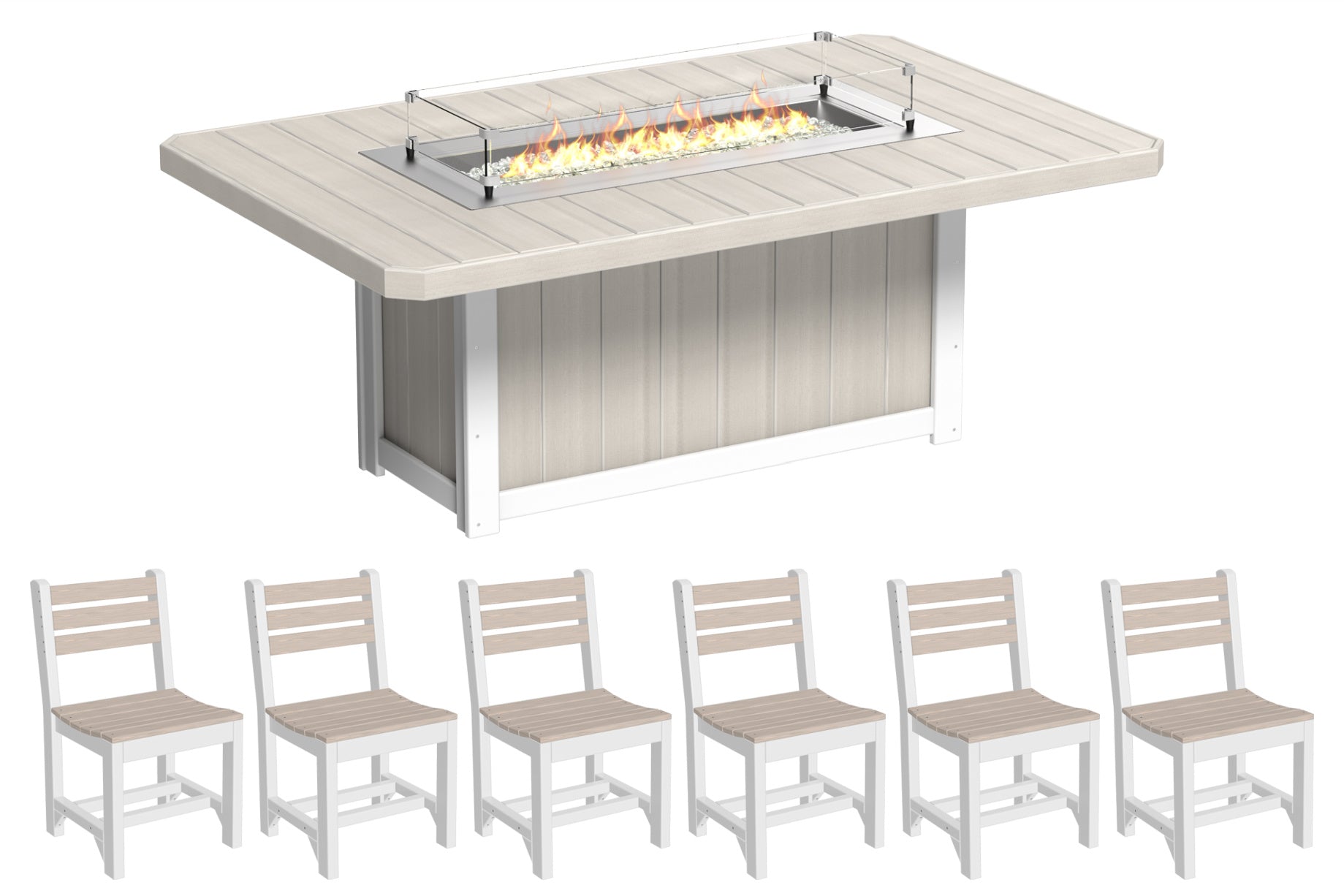 LuxCraft Fire Table and 6 Chairs Dining Set