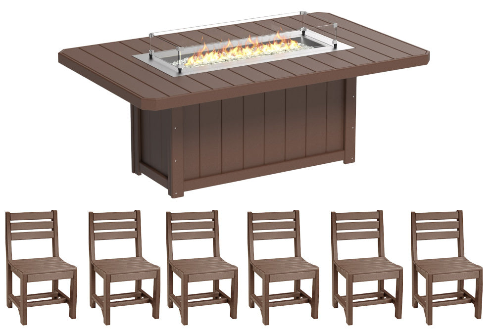 LuxCraft Fire Table and 6 Chairs Dining Set