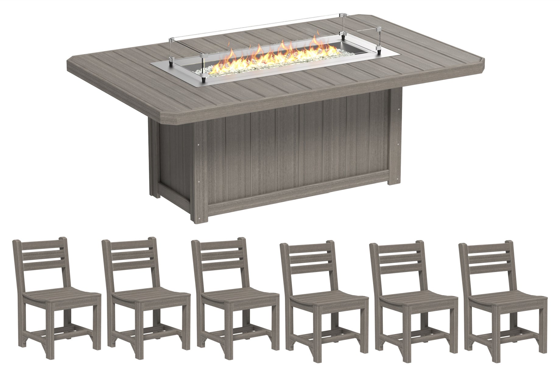 LuxCraft Fire Table and 6 Chairs Dining Set