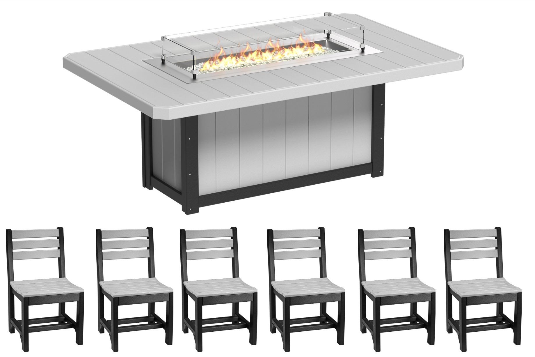 LuxCraft Fire Table and 6 Chairs Dining Set