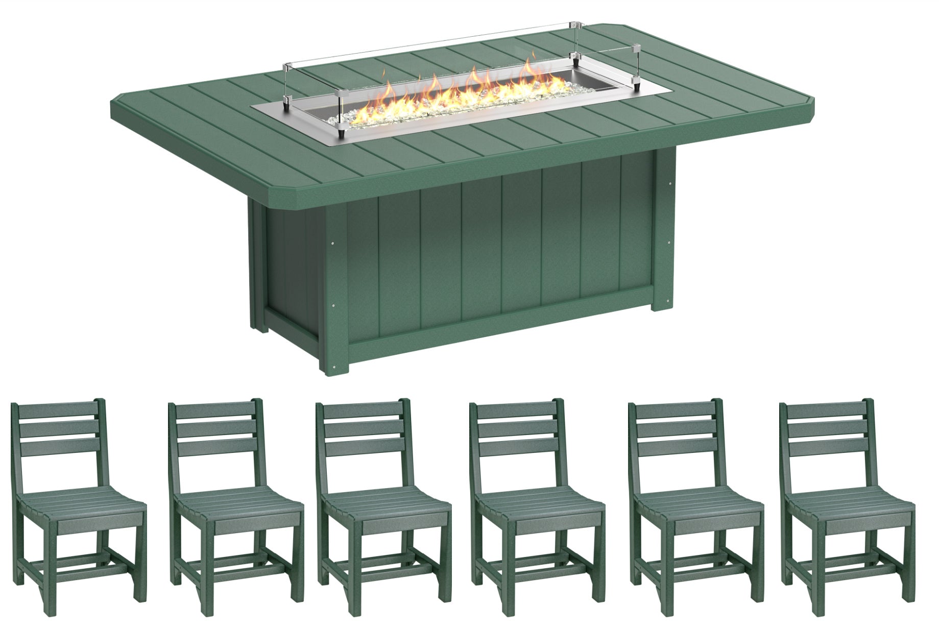 LuxCraft Fire Table and 6 Chairs Dining Set