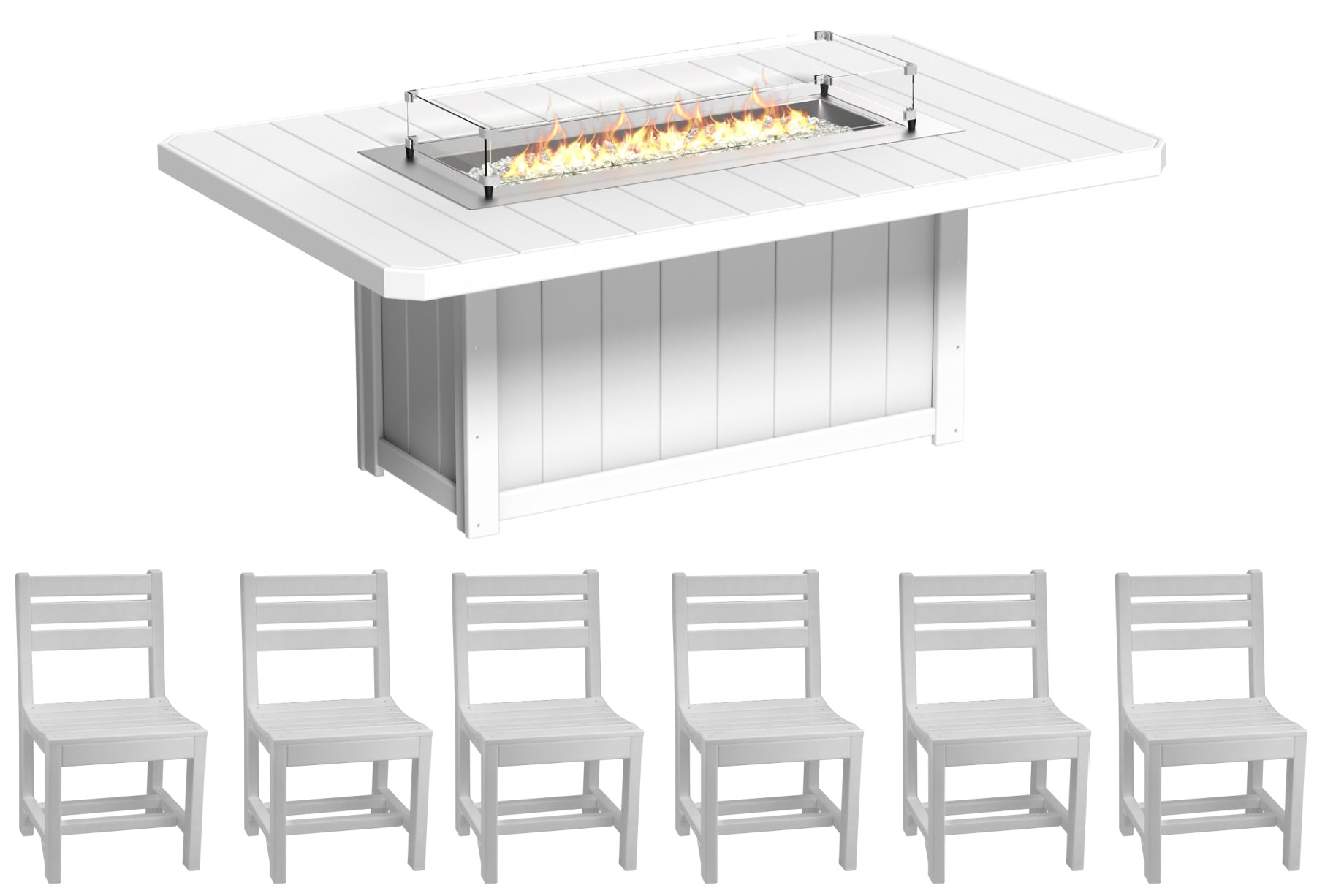 LuxCraft Fire Table and 6 Chairs Dining Set