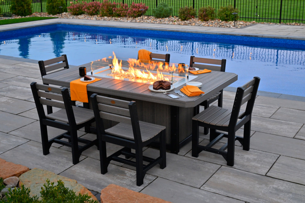 LuxCraft Fire Table and 6 Chairs Dining Set